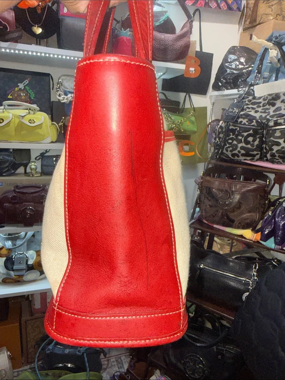Coach vintage Hampton  Canvas small Tote with Red Trim - Women's Everyday Bag